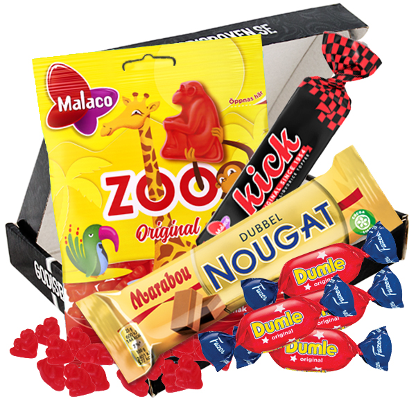 Zoo, dubbelnougat och kick som passar godisälskaren.  Godisboxen.se